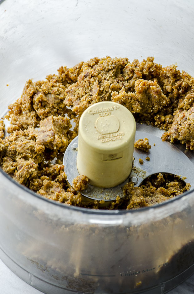 Almond butter cookie dough in the food processor