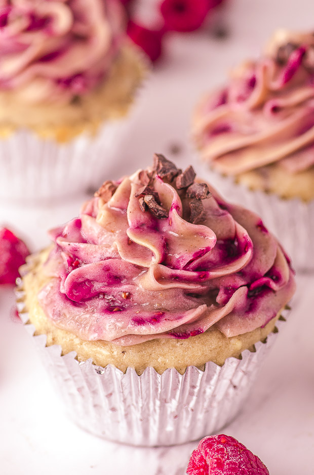Close up of a raspberry cupcake