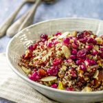 Side View of our Super Easy Quinoa Salad Recipe with Nuts and Dried Fruit