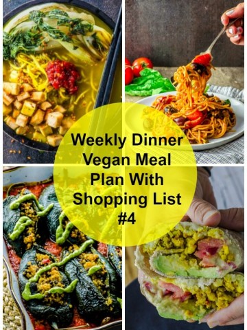 Vegan meal plan with shopping list