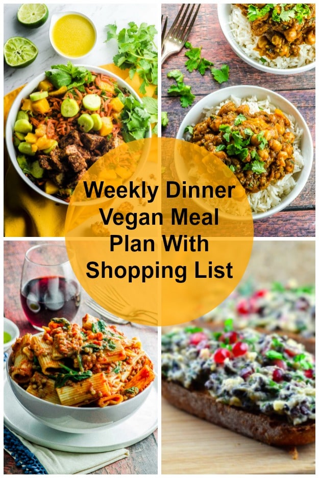 Vegan meal plan with shopping list