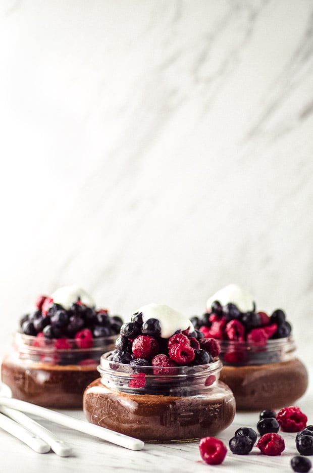 3 jars with date sweetened chia seed pudding