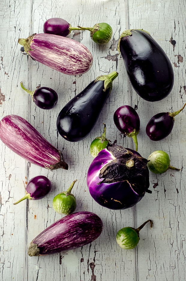 a picture of different varieties of eggplant