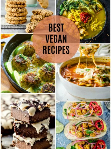 A collage of images of vegan recipes