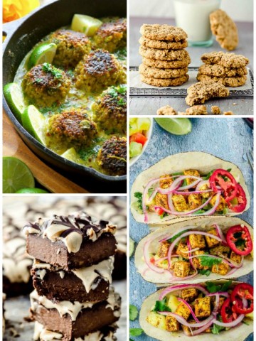 A photo collage of 4 vegan recipes