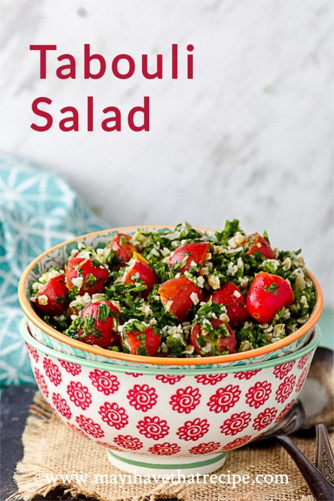 SIDE VIEW OF A BOWL OF TABOULI