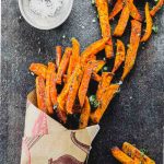 Sweet potato fries in a paper cone