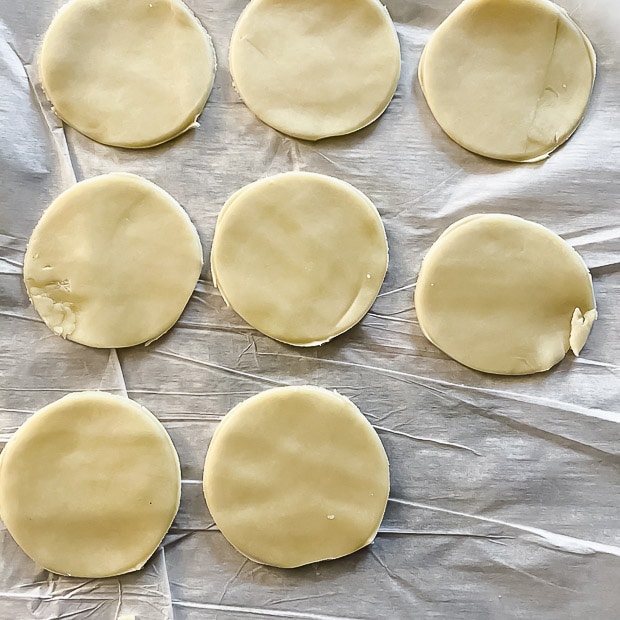 dough circles for hamantaschen