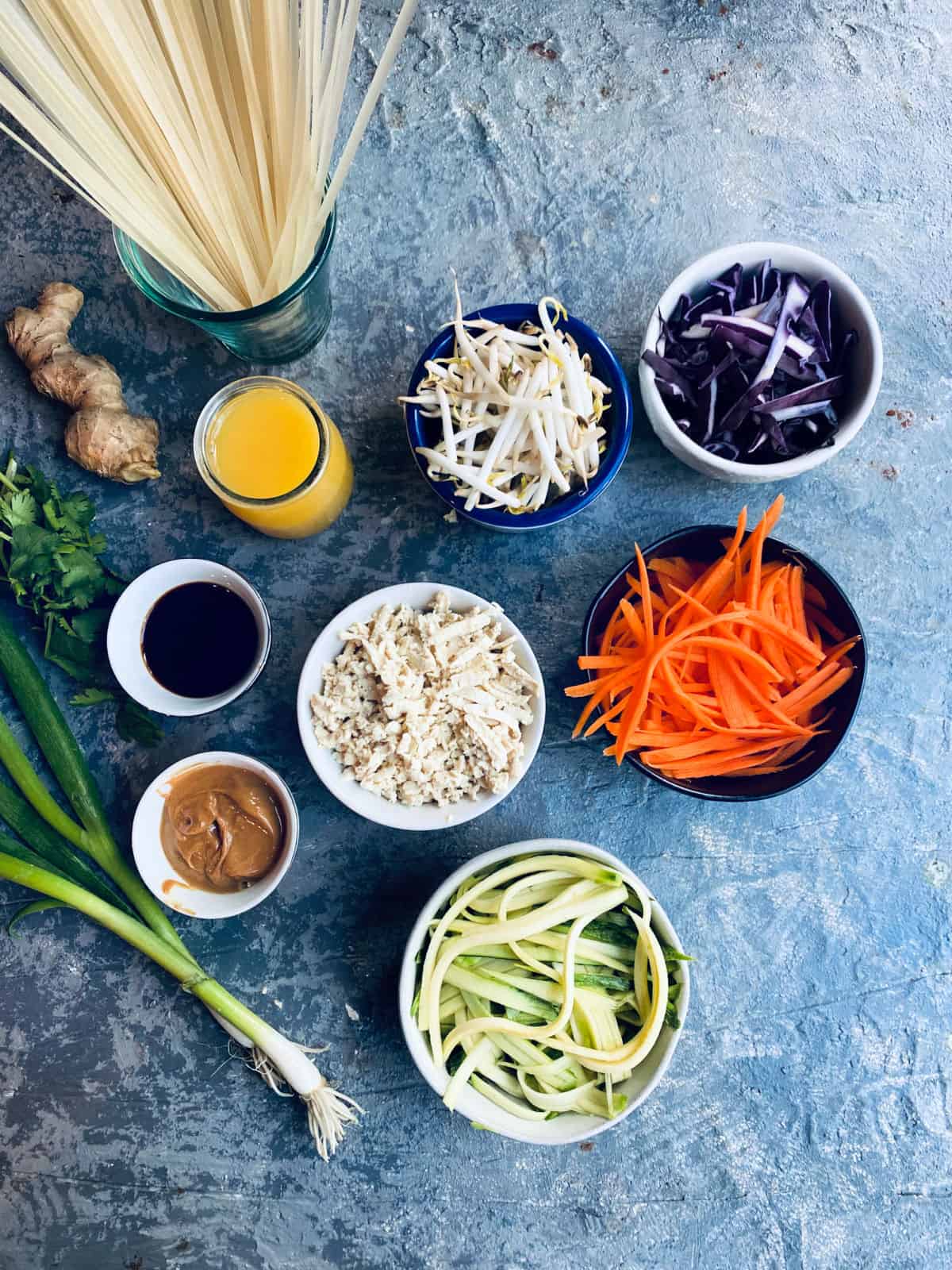 Ingredients to make Thai noodle salad
