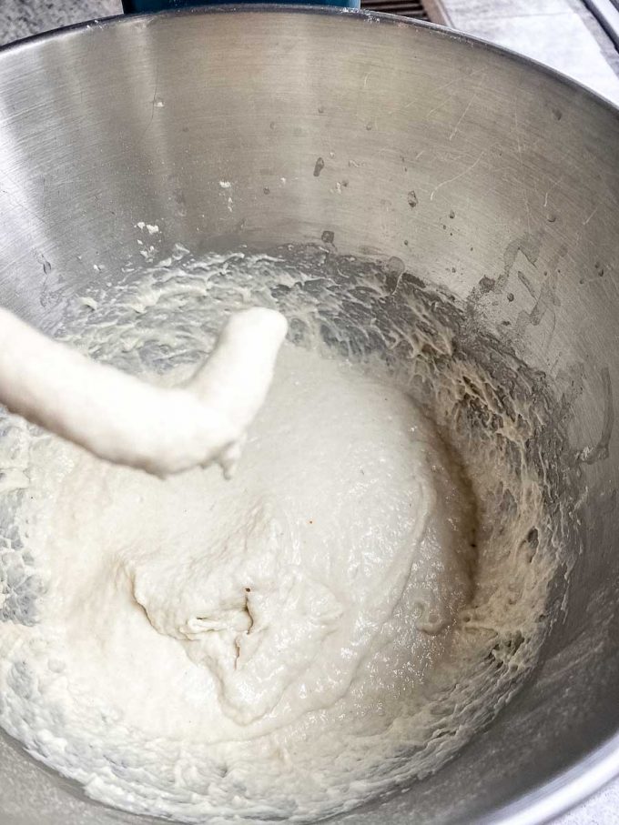 Mixing dough in a stand up mixer