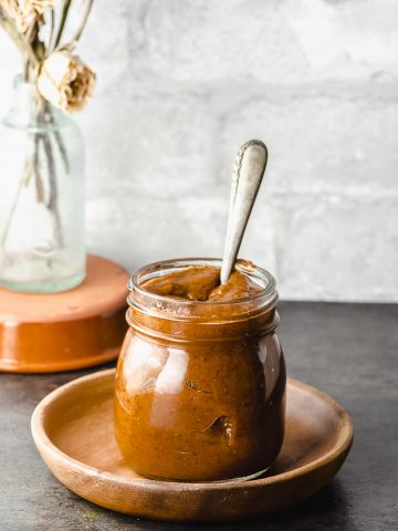 A jar of homemade enchilada sauce