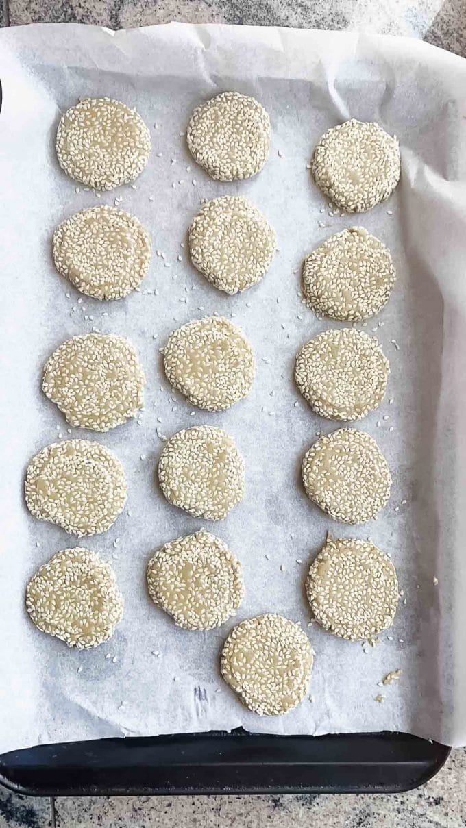 tahini cookies ready for the oven