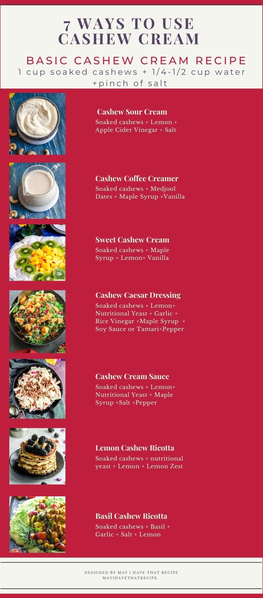 Infographic on 7 ways to use cashew cream