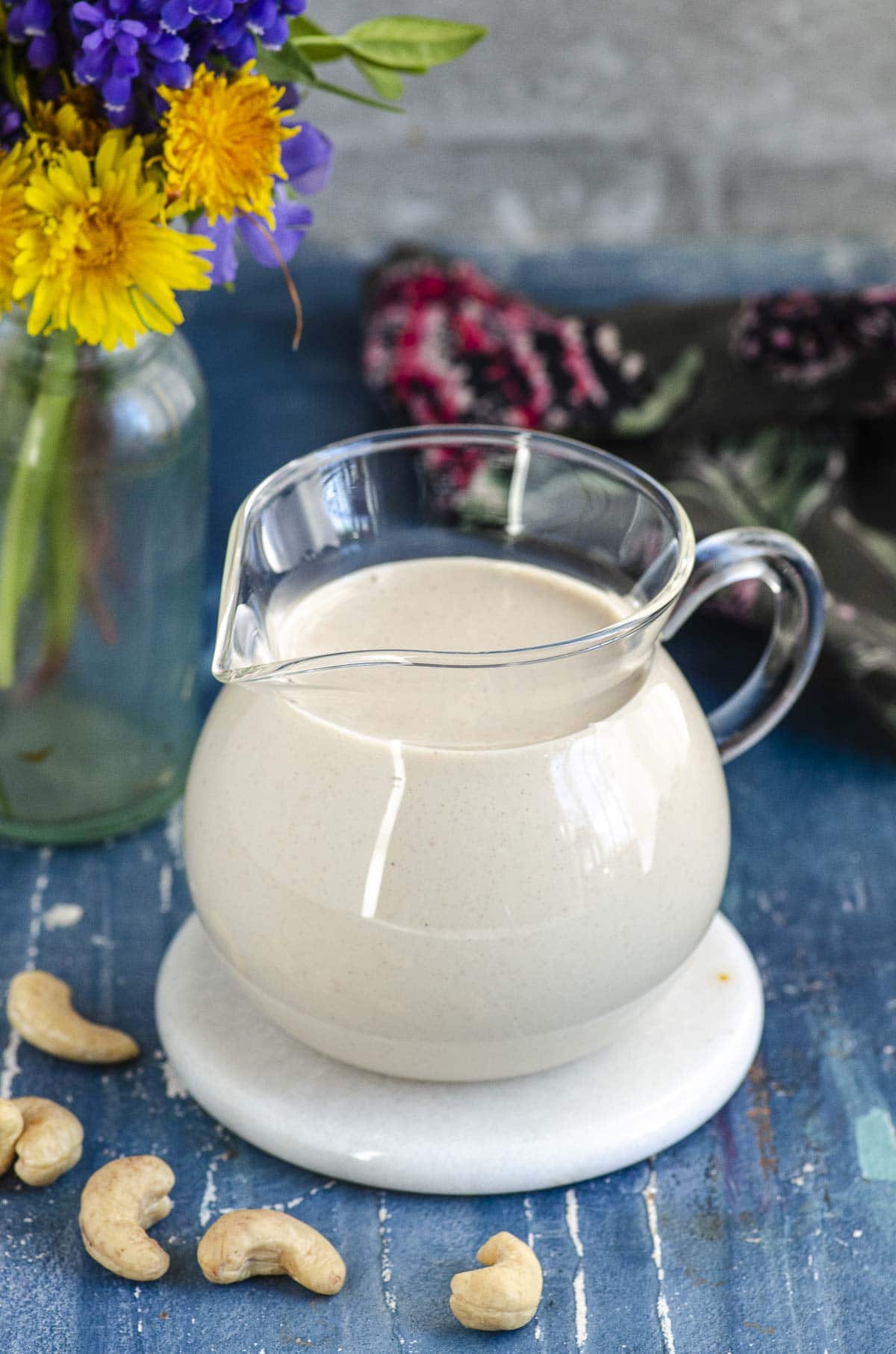 A small pitcher with cashew cream