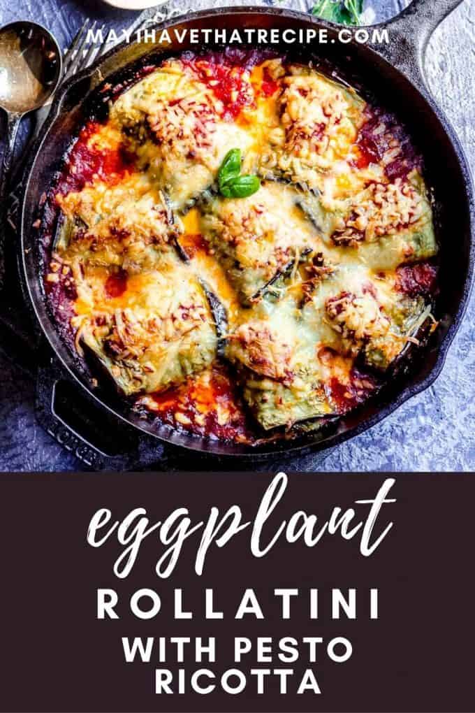 a closer view of baked eggplant rollatini