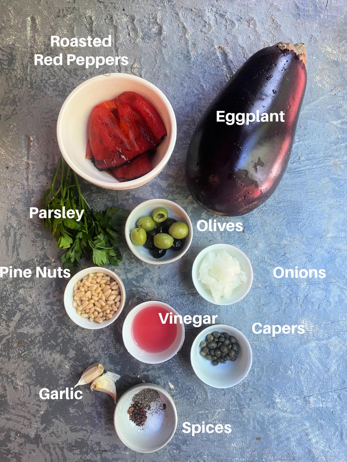 eggplant caponata ingredients labeled
