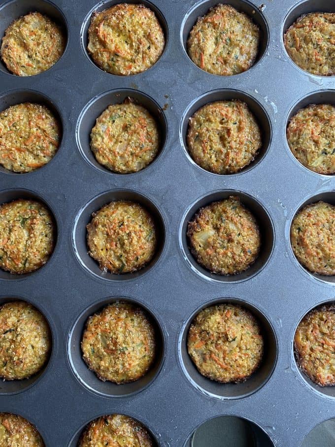 cooked egg bites in a muffin tin
