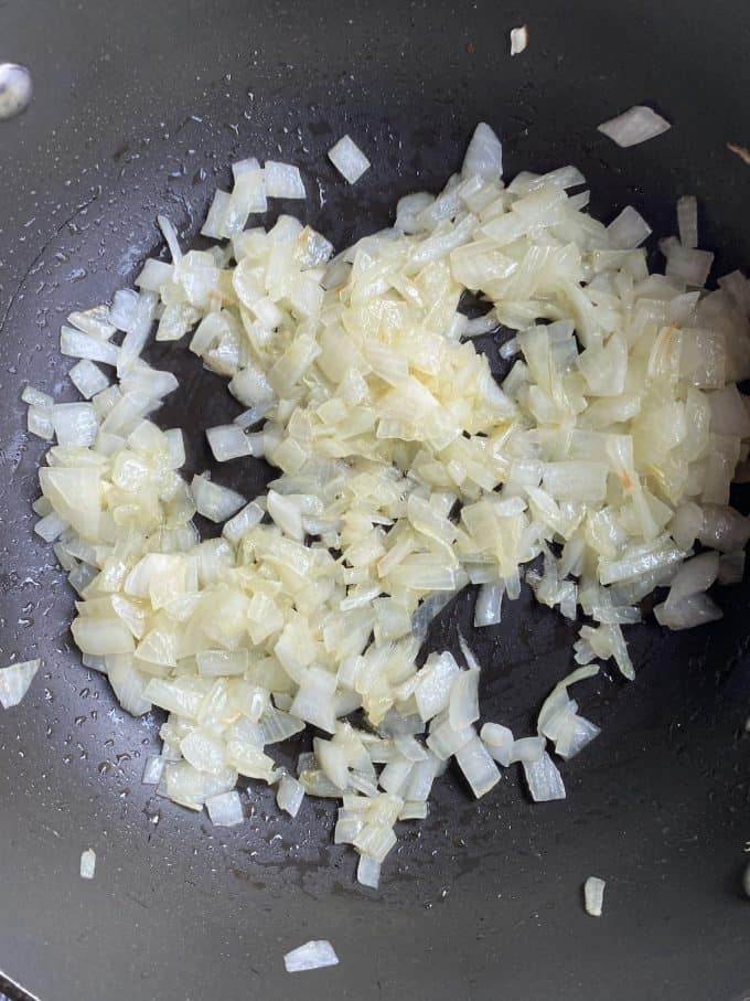 Onions cooking in a pan