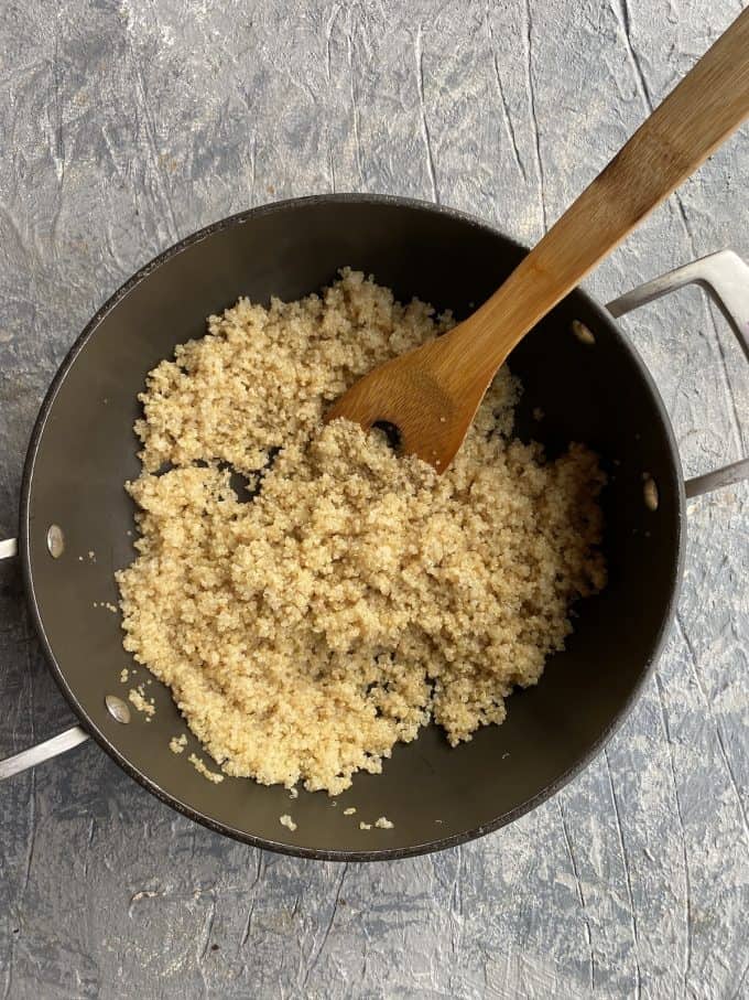 cooked quinoa in a pot
