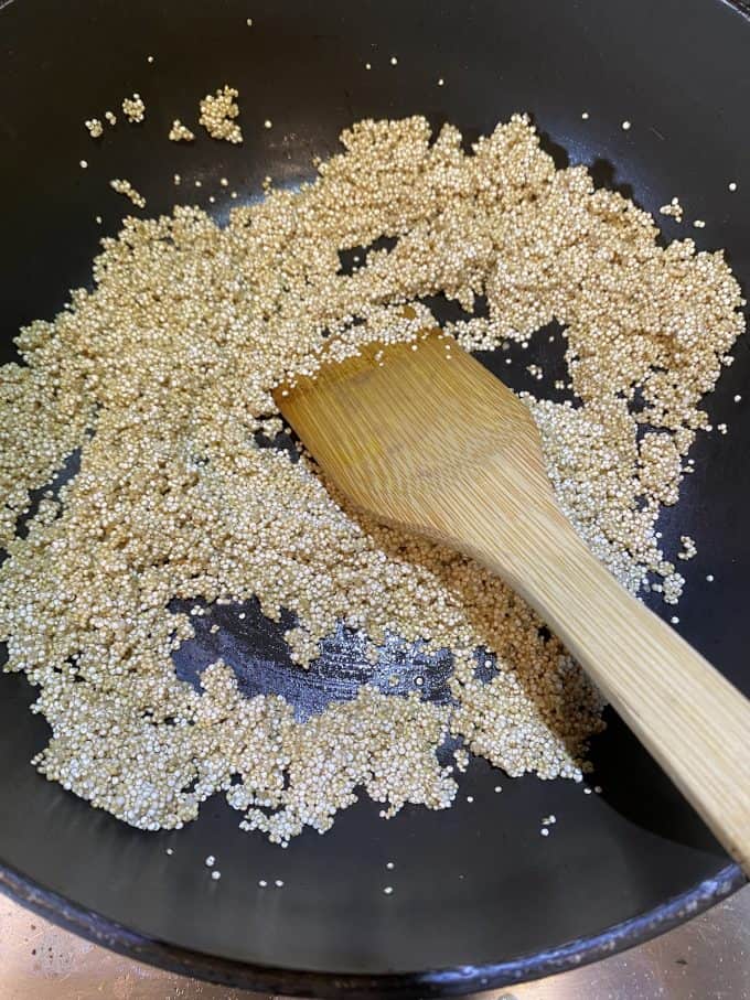Sautéing quinoa
