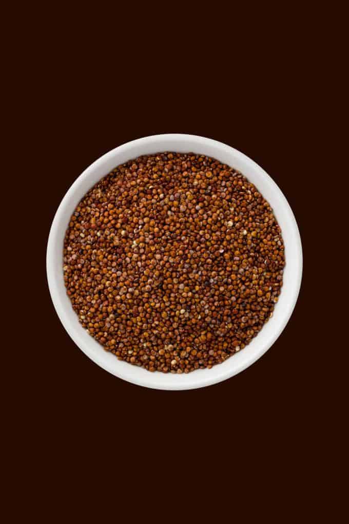 red quinoa in a bowl
