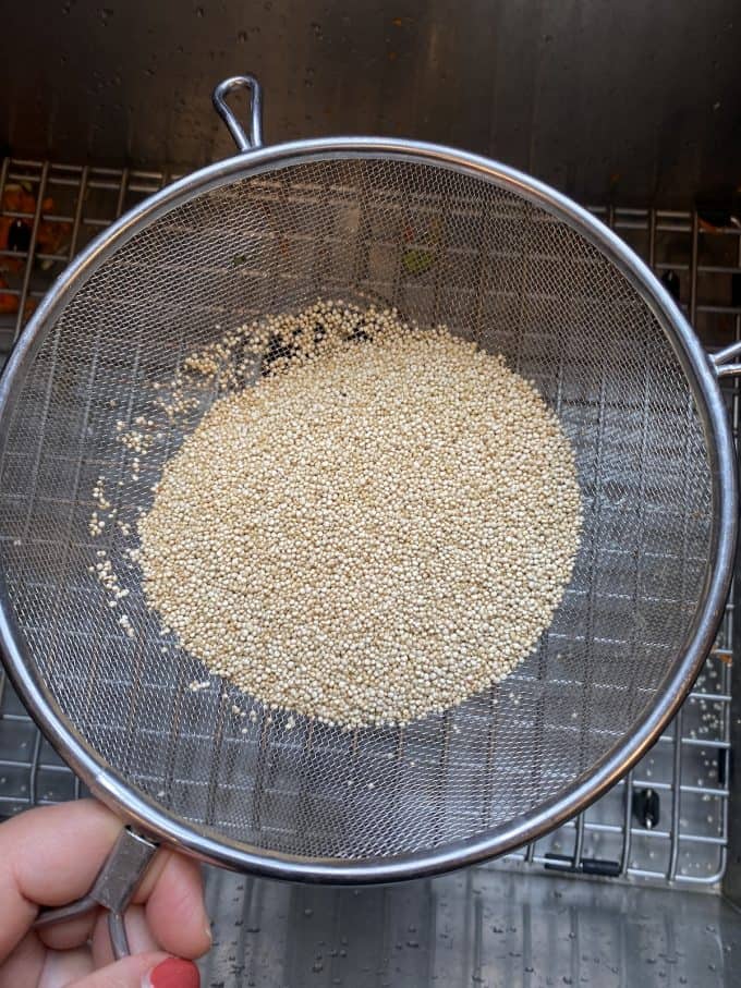 quinoa in a colander