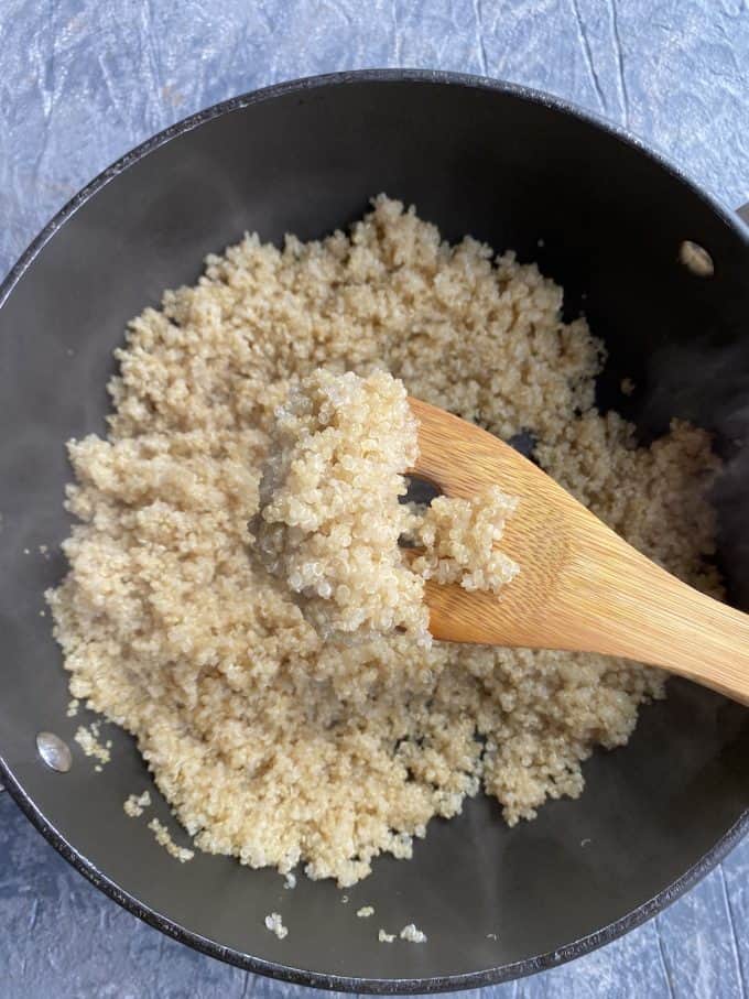 close up view of cooked quinoa
