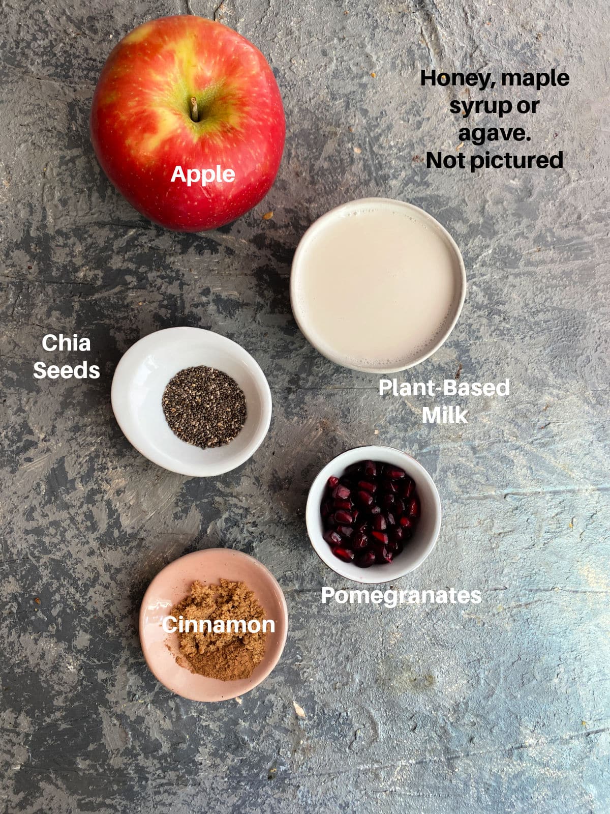 Apple Chia Seed Pudding Ingredients labeled
