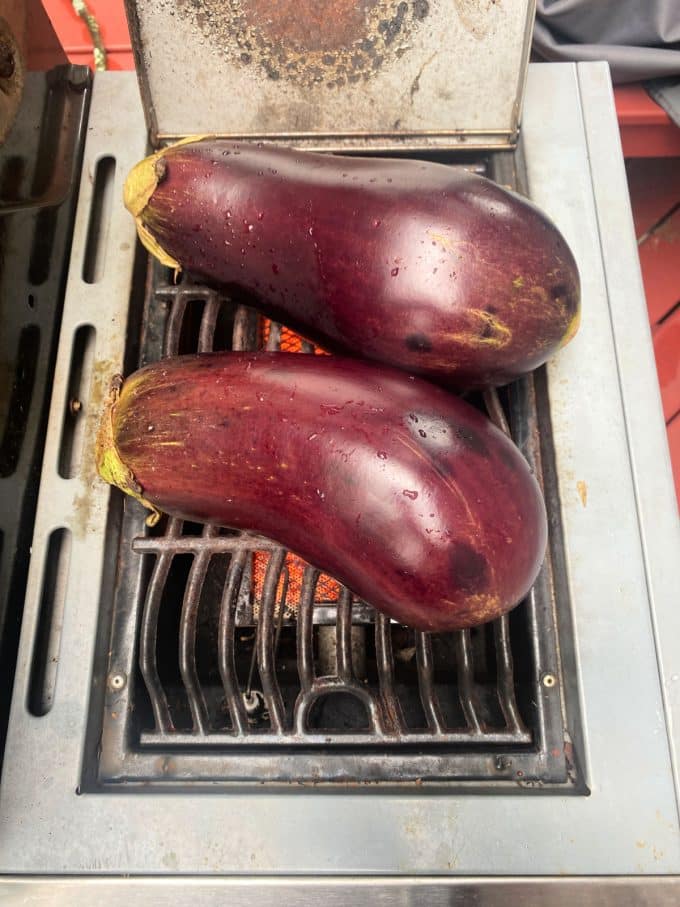 2 Eggplant on an outside grill