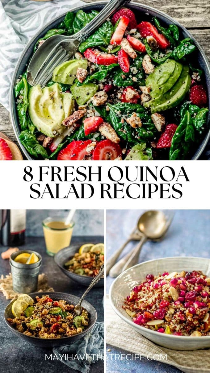 A collage of quinoa salad recipes