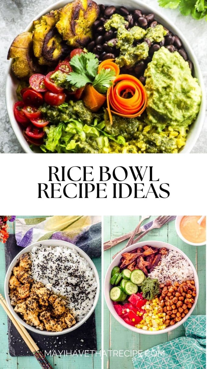 A collage of rice bowl images