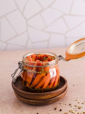 a jar of pickled carrots